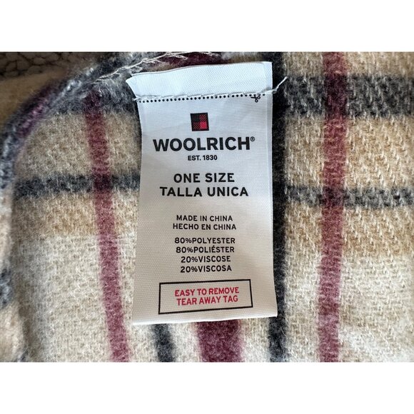 Woolrich Cozy Shawl Wrap Sienna Plaid OS Plaid Wool Shawl Wrap With Fringe - Picture 8 of 11